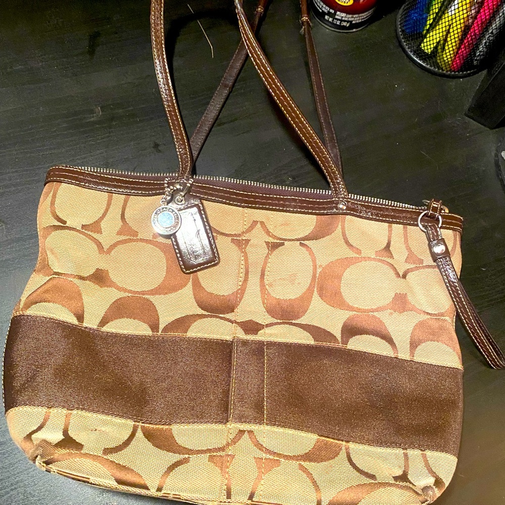 Coach Authentic Brown Logo Mini Bag Purse